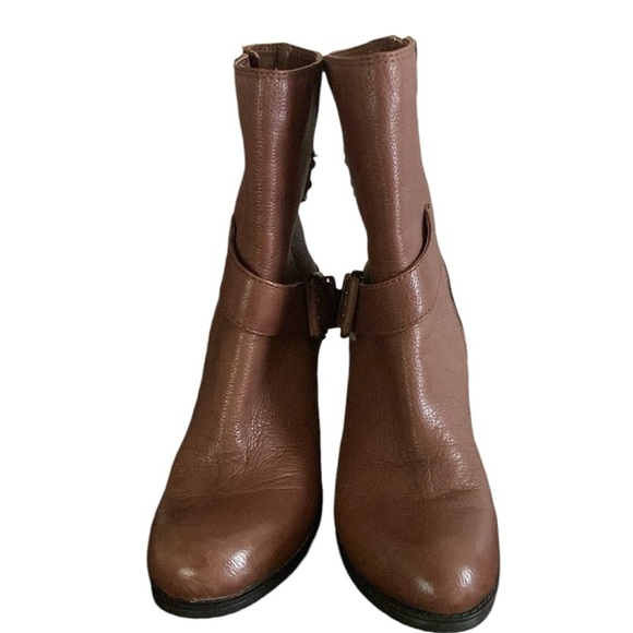 Nine West Women’s Brown Ankle Leather Boots With Buckle Size 7.5 - Picture 2 of 7